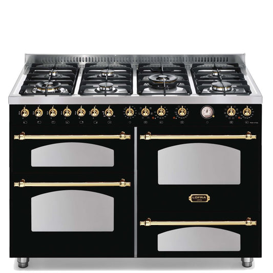 Lofra Dolcevita 120 RNM 126SMFE+DMFT 2AEO Gas Dual Fuel Range Cooker Black and Brass