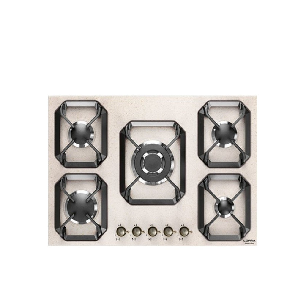 Lofra Dolcevita 75 HRS7AO BRS-BRN-CHR Retro 5 Burner Gas Hob 75cm Oatmeal