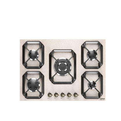 Lofra Dolcevita 75 HRS7AO BRS-BRN-CHR Retro 5 Burner Gas Hob 75cm Oatmeal