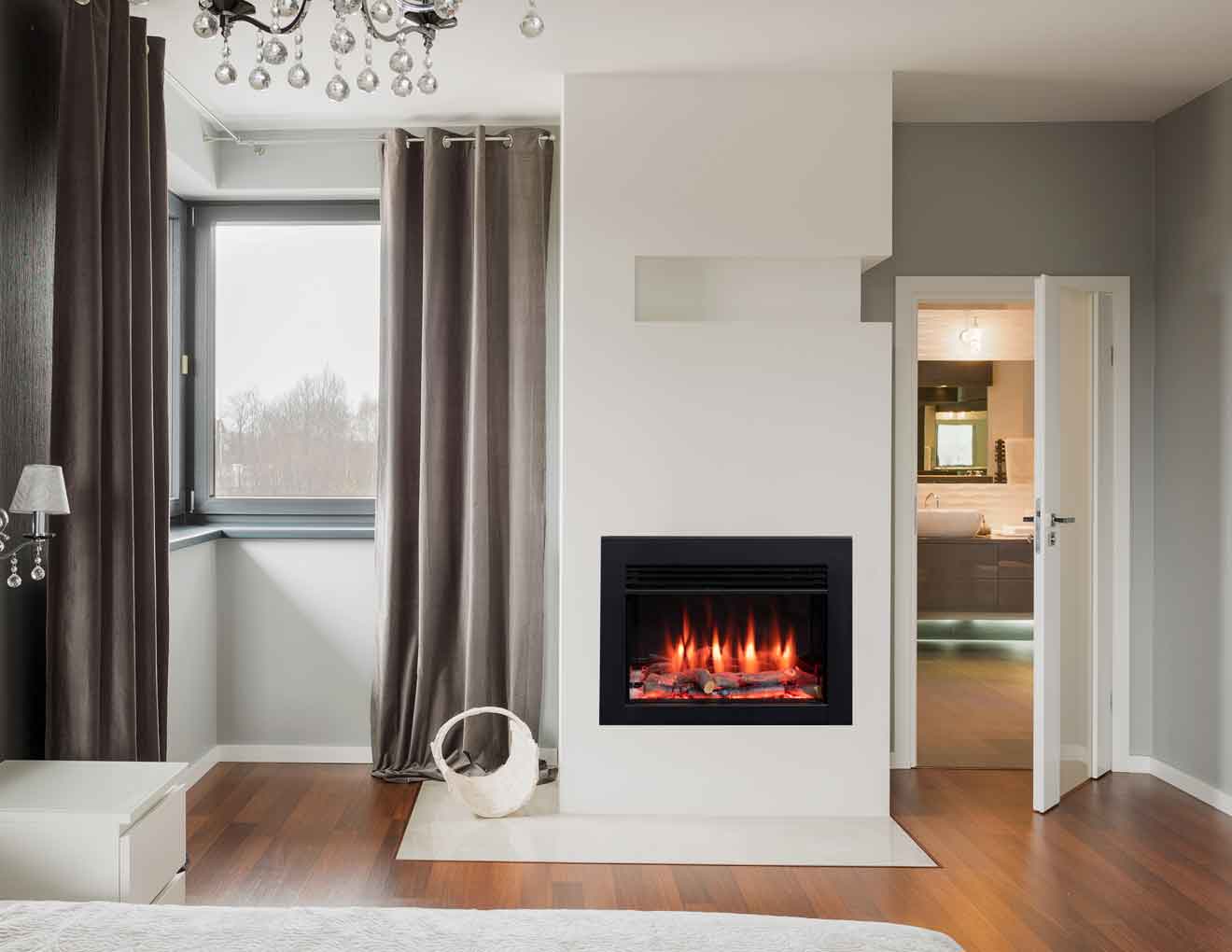 Iconic Viva 530 Log Effect Electric Fire with Black Glass Frame