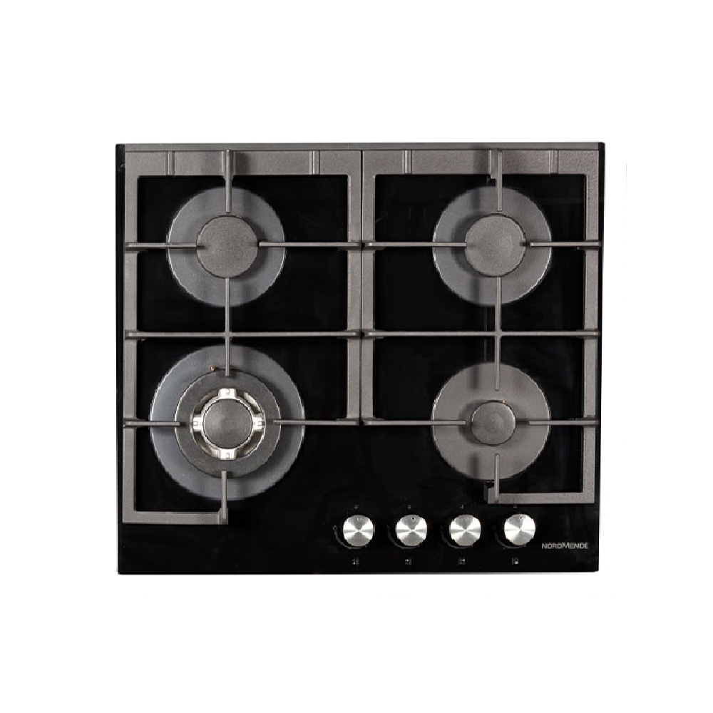 X-Design Deluxe 4 Burner Black Glass Gas Hob with Wok Burner