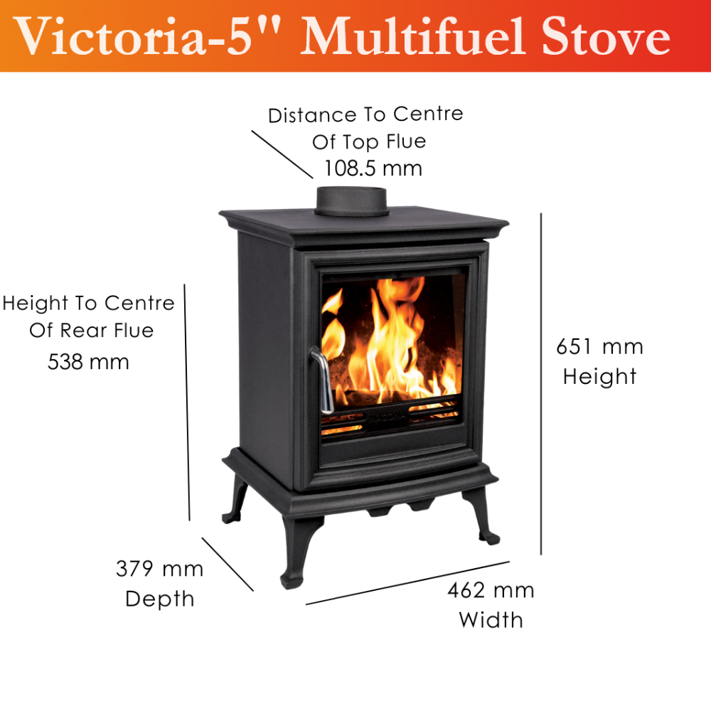 Victoria-5 Traditional Solid Fuel Medium Multi Fuel Stove 5KW