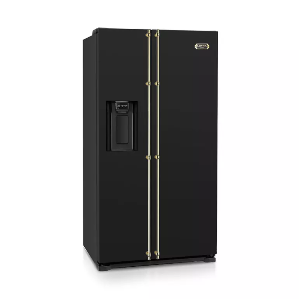 Side View Black Lofra Dolcevita GF-917 American Fridge Freezer SXS 92cm