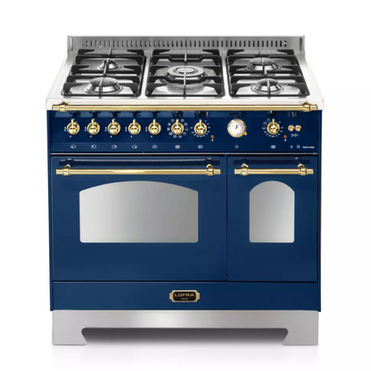 Lofra Dolcevita 90 RBLD 96MFTECI Gas Dual Fuel Range Cooker 90cm Navy Blue & Brass