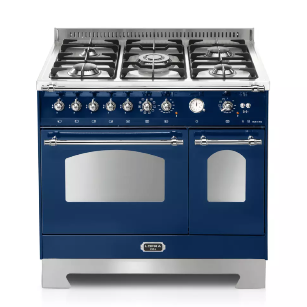 Lofra Dolcevita 90 RBLD 96MFTECI Gas Dual Fuel Range Cooker 90cm Navy Blue & Chrome