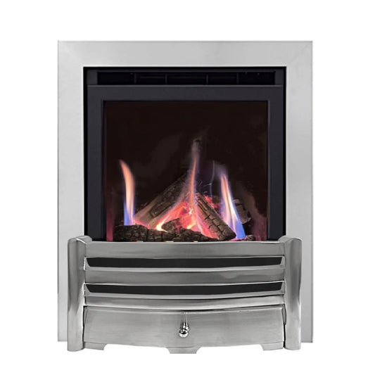 Series 4000 HE CF Log Effect High Efficiency Gas Fire Brushed Steel Frame and Front