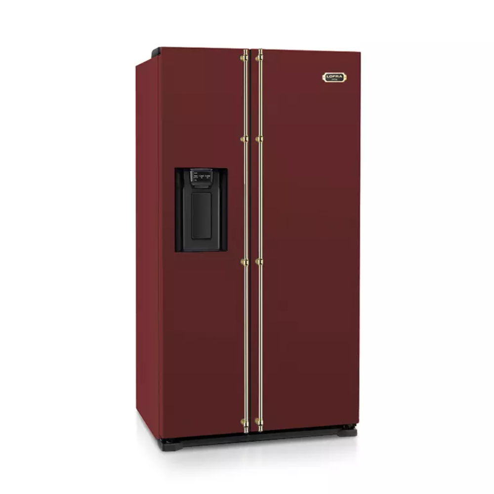 Side Image Burgundy Lofra Dolcevita GF-917 American Fridge Freezer SXS 92cm