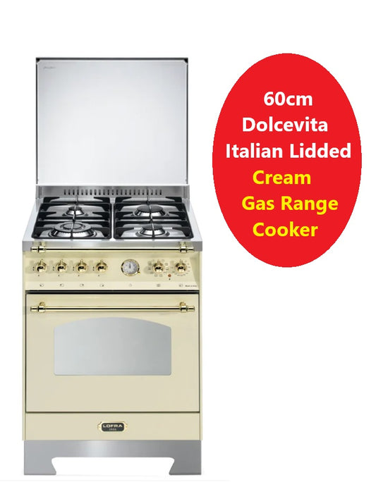 60cm Italian Lidded Classic Cream Natural Gas Range Cooker LOFRA Dolcevita RBI66GVGT