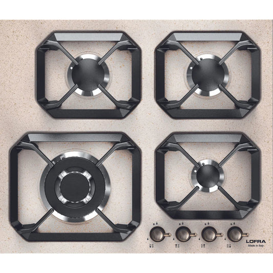 LOFRA DOLCEVITA 60 HRBI6GO Retro Oatmeal 4 Burner Low Profile Gas Hob 60cm