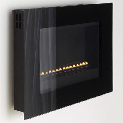 Ekofire 5060 Wall Mounted Flueless Gas Fire with Black Glass Frame