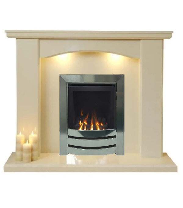 Series 4000 HE CF Log Effect High Efficiency Gas Fire Monaco Brushed Steel