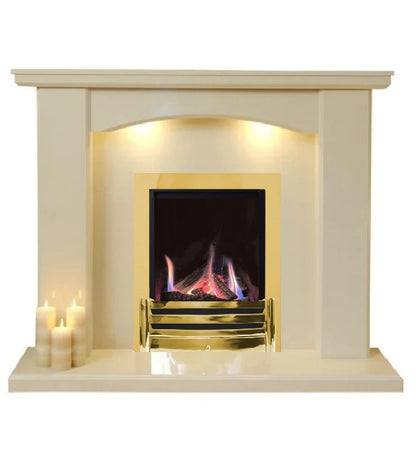 Series 4000 HE CF Log Effect High Efficiency Gas Fire Brass Frame & Front