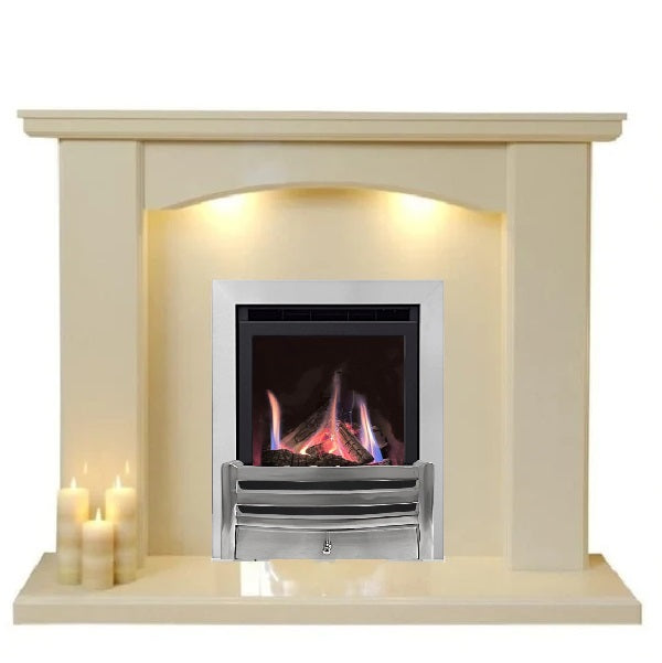 Series 4000 HE CF Log Effect High Efficiency Gas Fire Brushed Steel Frame and Front