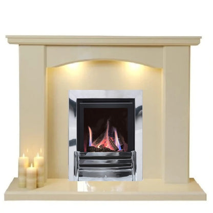 Series 4000 HE CF Log Effect High Efficiency Gas Fire Brass Frame & Front