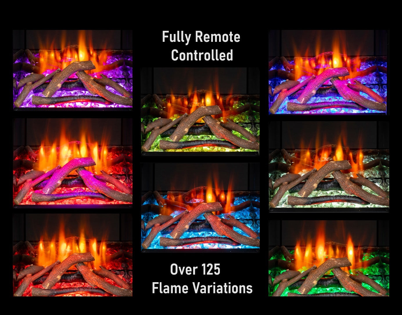 Iconic Viva 530 Log Effect Electric Fire with Brushed Steel Frame