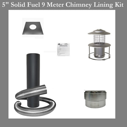 Chimney Lining Kit for Solid Fuel Stove 5" by 9 Meter Liner Length