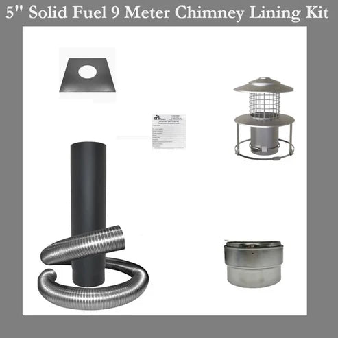 5kw Solid Fuel Stove & Chimney Lining Flue Kit Bundle  - San Remo Wide Stove Bundle