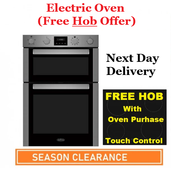 Belling Electric Double Oven Offer  - BI909MF & "FREE" -Touch Control Ceramic Hob with Purchase