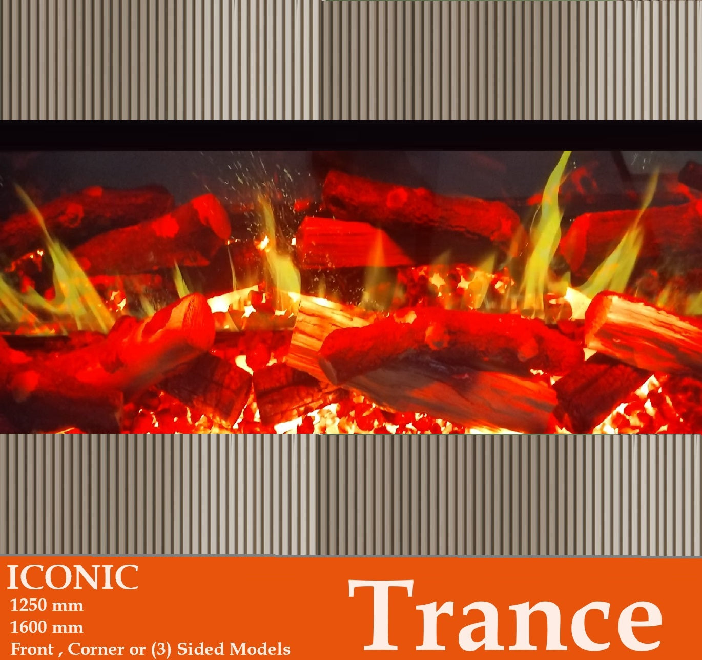 iCONIC Trance 1600 Electric Feature Wall Fire flame up close