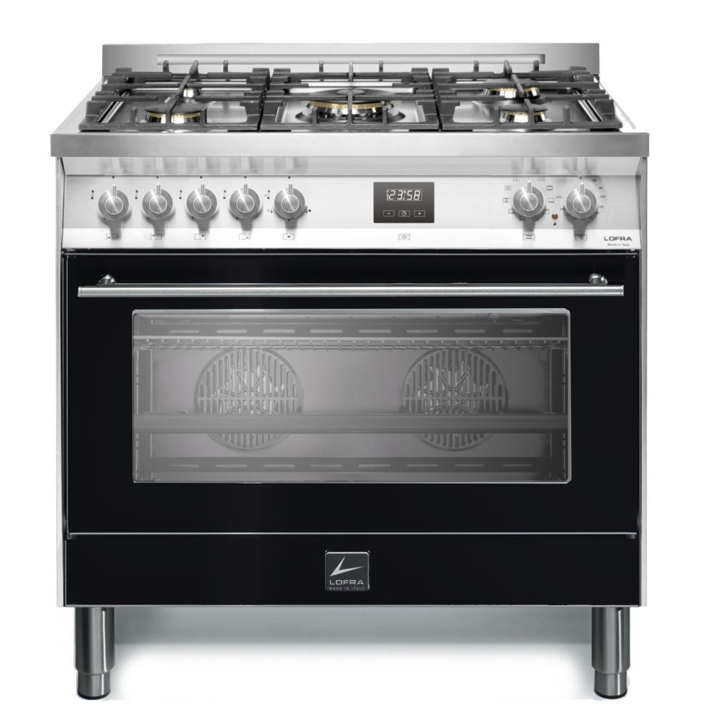 Lofra Venezia 90 PNMG 96WMFT AEO Black Gas Dual Fuel Range Cooker 90cm