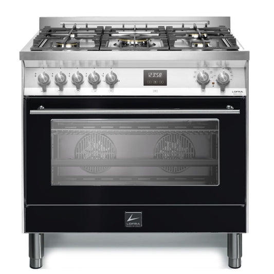 Lofra Venezia 90 PNMG 96WMFT AEO Black Gas Dual Fuel Range Cooker 90cm