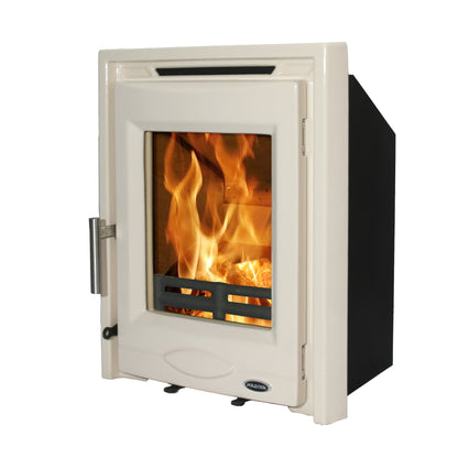 Portland 5 kw Multi-Fuel Solid Fuel Cream Enamel Inset Cast Stove 4.6kw