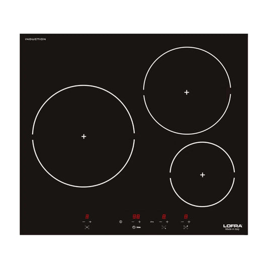 Lofra HIN603 Black Glass 3 Zone Induction Electric Hob 60cm