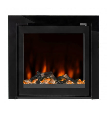 Ecodesign 16" Widescreen Log Effect Electric Fire with Black Glass 22" Frame