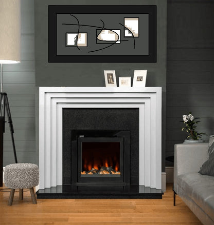 Ecodesign 16" Widescreen Log Effect Electric Fire with Black Glass 22" Frame