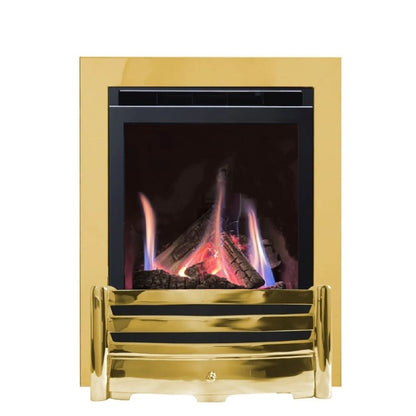 Series 4000 HE CF Log Effect High Efficiency Gas Fire Brass Frame & Front