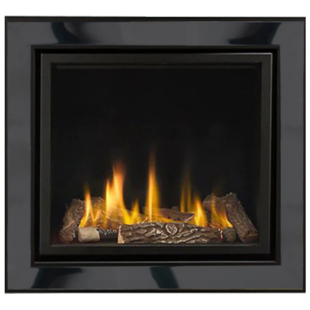 Series 7000 HE Large Fireplace Square Opening Log High Efficiency Gas Fire Black Nickel