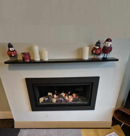 Series 8000 Deluxe HE Milltown Gas Fire ,Black Matt Frame, Black Glass Inners, Non Reflective Glass