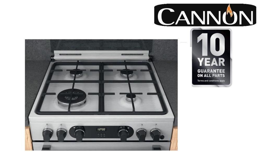 Cast Iron Pan Supports and Powerfull Wok Burner of Cannon Cambridge Gas Cooker CD67G0CCX/UK