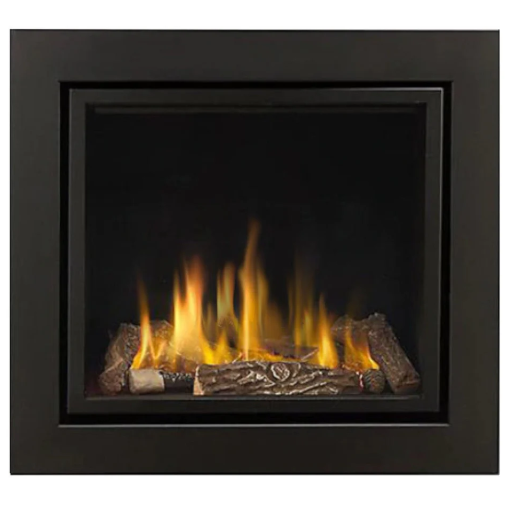 Series 7000 HE Large Fireplace Square Opening Log High Efficiency Gas Fire Matt Black Frame