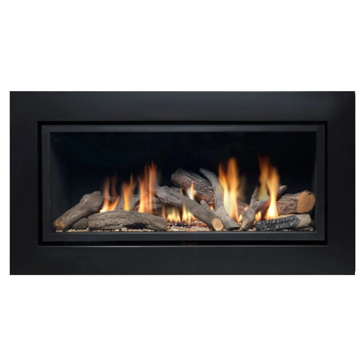 Series 8000 Deluxe HE Milltown Gas Fire ,Black Matt Frame, Black Glass Inners, Non Reflective Glass