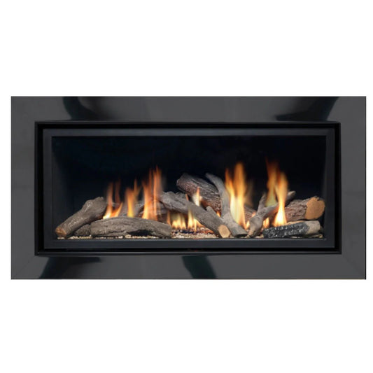 Series 8000 Deluxe HE Gas Fire ,Black Nickel Frame, Black Glass Inners, Non Reflective Glass