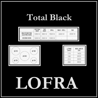 Lofra Total Black 90 PNMG96MFTE/5iF Matt Black Induction Electric Range Cooker 90cm