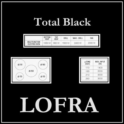 Lofra Total Black 90  PNMG96MFT/5IF Matt Black Induction Electric Range Cooker 90cm