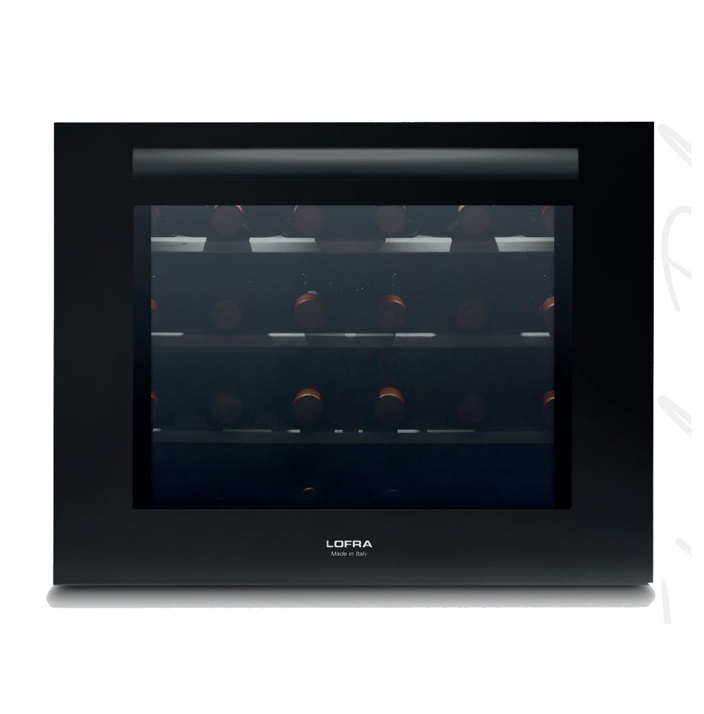 Lofra Total Black 24T Integrated Wine Cooler Total Black 24 Bottle Dual Zone Wood Shelving