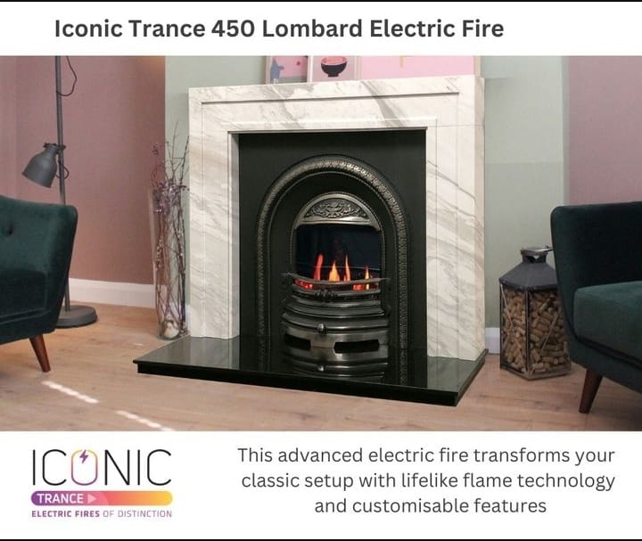 Iconic Trance 450 Log Effect Advanced Electric Fire for Cast Arched Fireplace