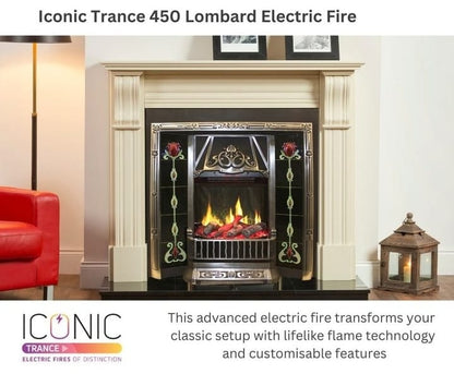 Iconic Trance 450 Inset Advanced Electric Fire for Victorian Tiled Cast Fireplace THD450