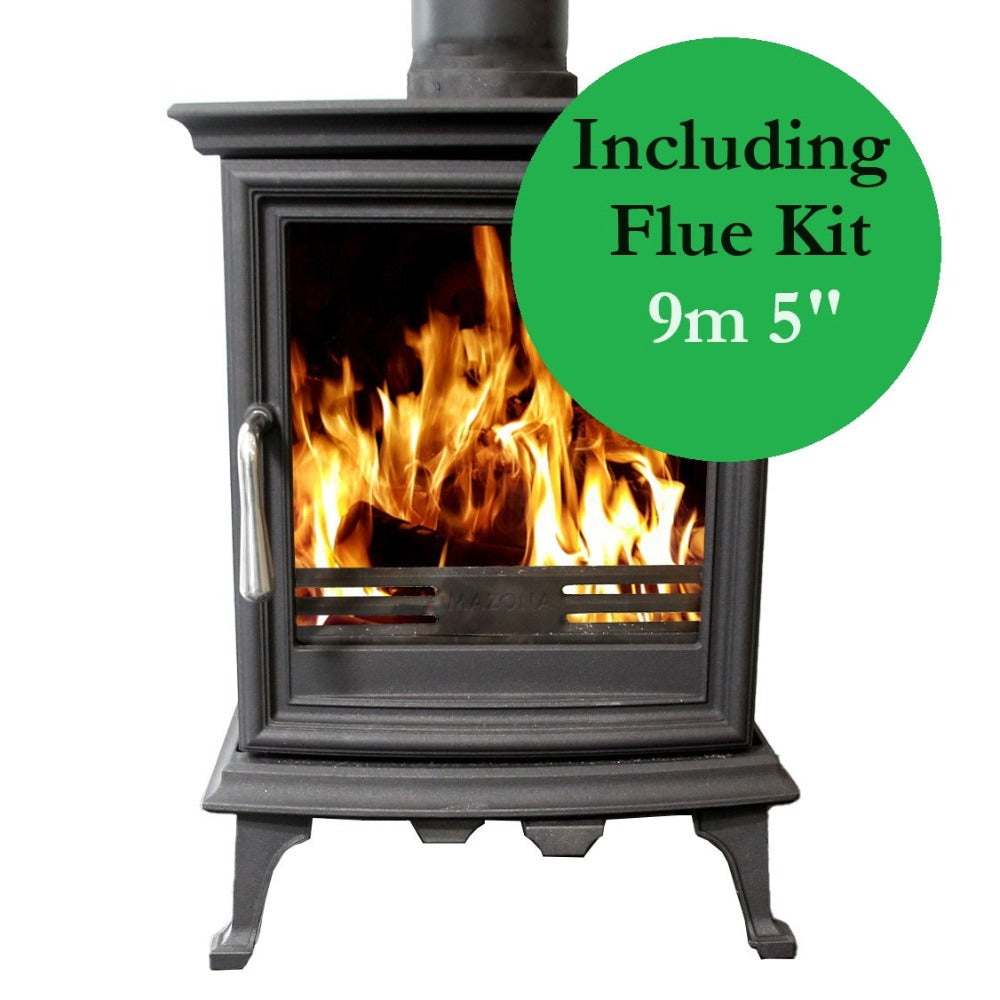 Victoria-5 Traditional Solid Fuel Medium Multi Fuel Stove & Flue Bundle 5KW