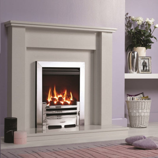 Gazco Logic HE Conventional Flue Coal Effect Gas Fire with Chrome Arts Frame and Front