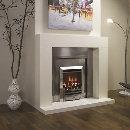 Gazco Logic HE Balanced Flue Coal Effect Gas Fire with Brushed Steel Arts Frame and Front