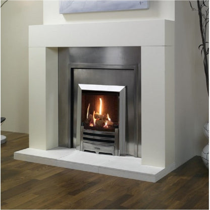 Gazco Logic HE Balanced Flue Log Effect Gas Fire with Brushed Steel Frame