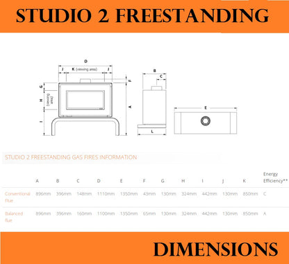 Gazco Studio 2 Freestanding Balanced Flue Gas Stove