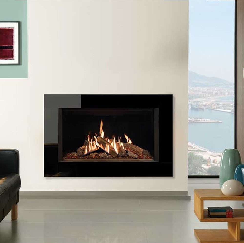 Gazco Reflex 105 Balanced Flue Gas Fire with Icon XS Black Glass Frame