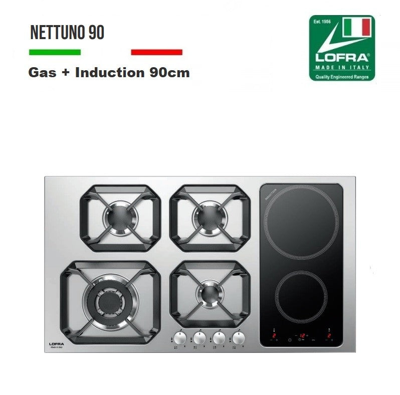 Lofra Nettuno 90 Dual Hob HLS9G2I Low Profile Gas and Induction Hob 90cm