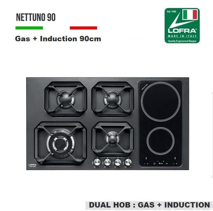 Lofra Nettuno 90 Dual Hob HLS9G2I Low Profile Gas and Induction Hob 90cm