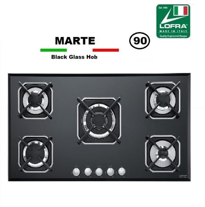 Lofra Marte 90 HGB9EO White Glass 5 Burner Gas Hob 90cm